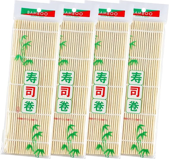 JIALEEY Bamboo Sushi Rolling Mat, 9.5x9.5 Inch, 4 PCS Set