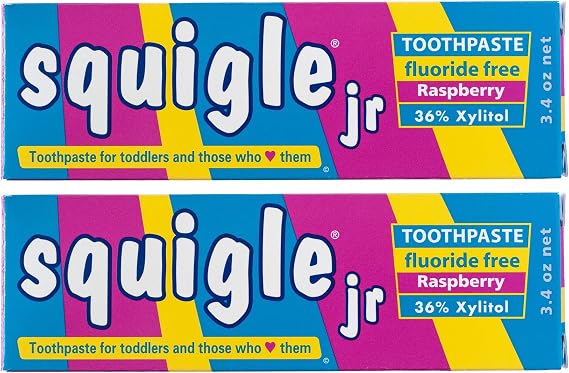 Squigle Jr Kids 36% Xylitol Toothpaste, Fluoride-Free, Raspberry Flavour