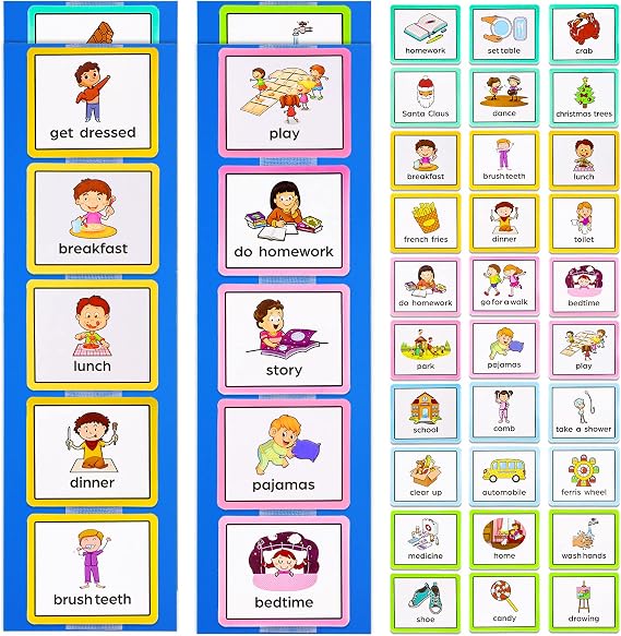 45 Pieces Visual Schedule for Kids Autism Routine Chart Cards Chore Chart Daily Toddlers Behavior Schedule Chart Routine Cards for Kids Classroom School, 45 Cards