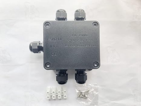 Junction Box Waterproof ,Outdoor Junction Box, Waterproof Electrical Junction Box, IP68, 3way, 4 Way, 5 Way Black (Black 5 Way)