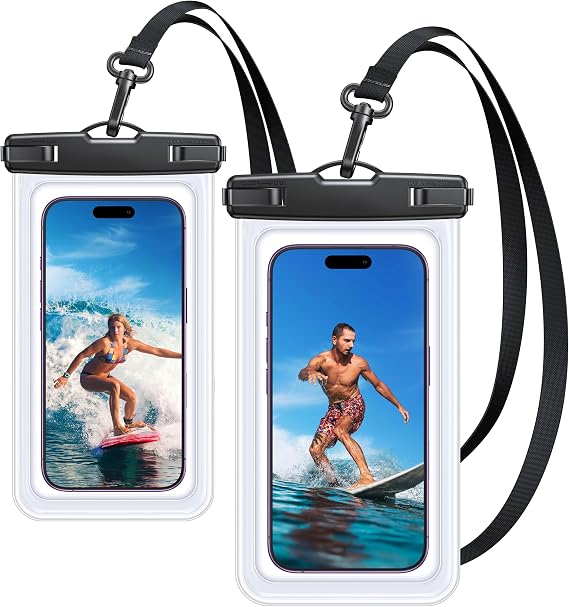 2 PackCoolpow Waterproof Phone PouchEasy Lock & Heavy DutyIPX8 Water Proof Cell Phone Dry Bag for Beach Vacation Waterproof Phone Case With Lanyard Protector for iPhone 17 Samsung All 4-7" Phone