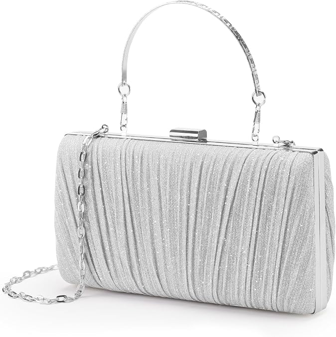 Clutch Purses for Women Evening Clutch Pleated Evening Handbag with Prom Party Wedding Engagement