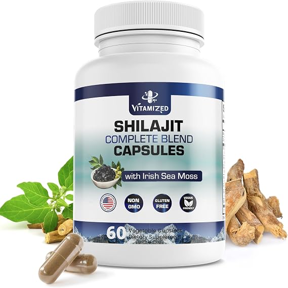 Shilajit with Ashwagandha Supplement, Irish Sea Moss, Tongkat Ali, More