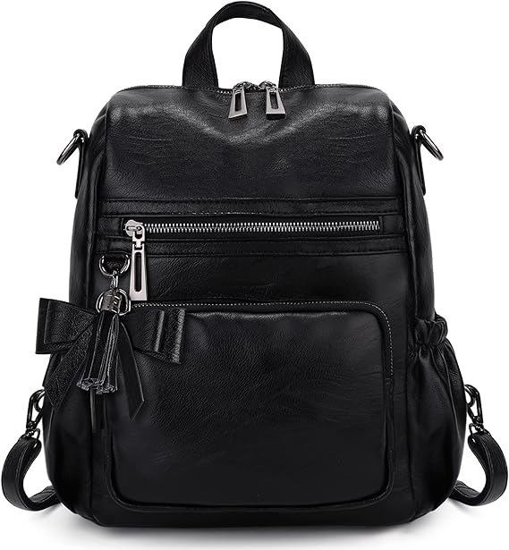 UTO Women Backpack Purse Leather Vegan Ladies Fashion Designer Rucksack Convertible Travel Shoulder Bag with Tassel