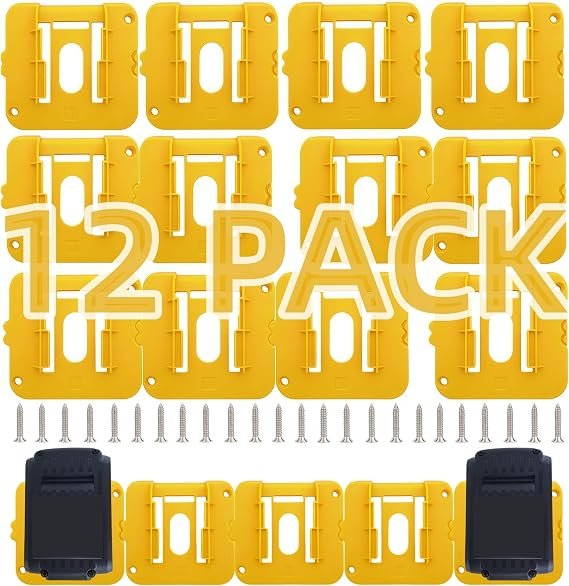 12 Pack Battery Packs Mount Bracket Compatible with Dewalt Battery | Compatible with 20V 60V Batteries DCB200 DCB201 DCB202 DCB203 DCB204 DCB206 DCB208 (24 Screws, No Battery)