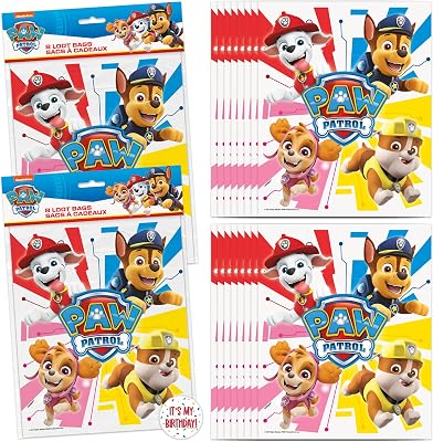 Unique Paw Patrol Party Supplies | Paw Patrol Party Favors Goodie Bags | Pack of 16 & Sticker