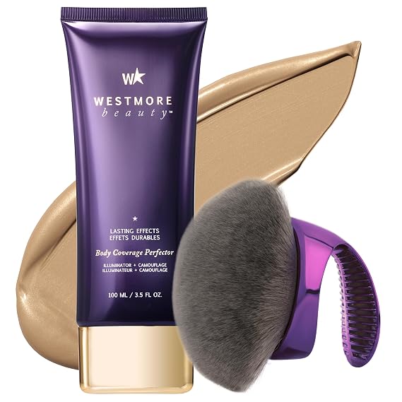 Westmore Beauty Body Coverage Perfector x Blend & Blur Body Brush Kabuki Brush - Waterproof Leg & Body Makeup - Tattoo Cover Up Makeup - 3.5 Oz Natural Radiance