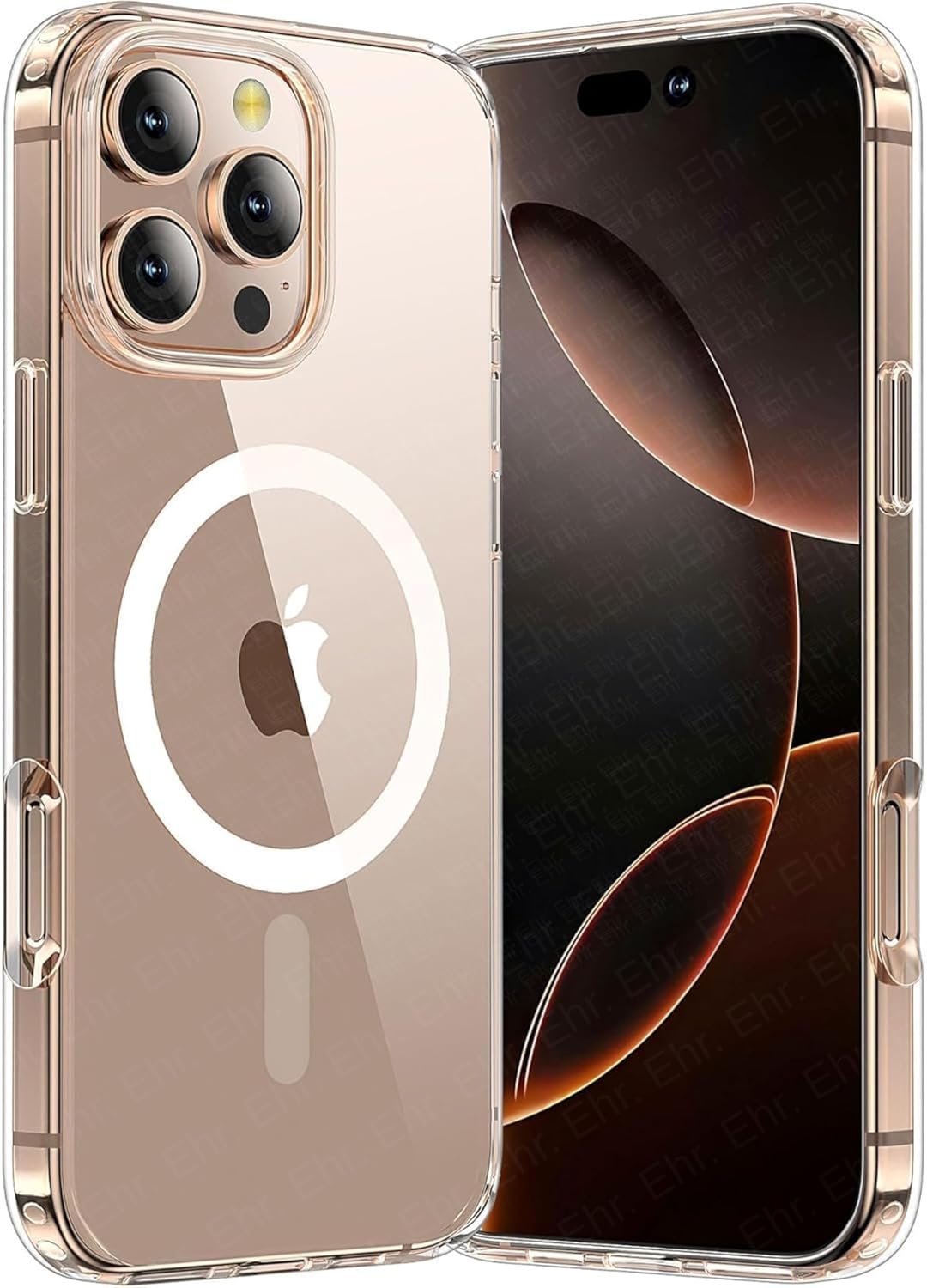Ehr. Hard Yellowless Crystal Transparent Case with Magsafe Wireless Charging Feature with iPhone 16 Pro Compatible Camera Protection Transparent, iPhone 16 Pro