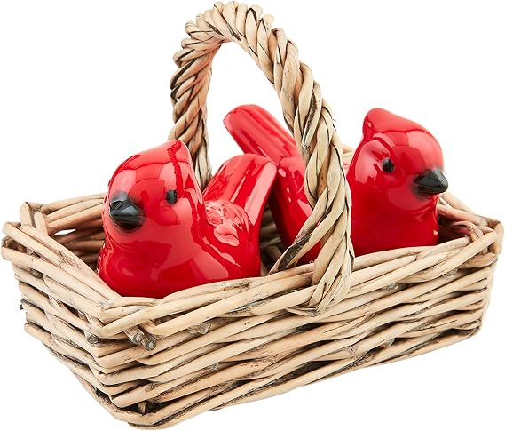 Mud Pie Cardinal Salt And Pepper Set; Assembled 3 1/2" X 4 1/4"