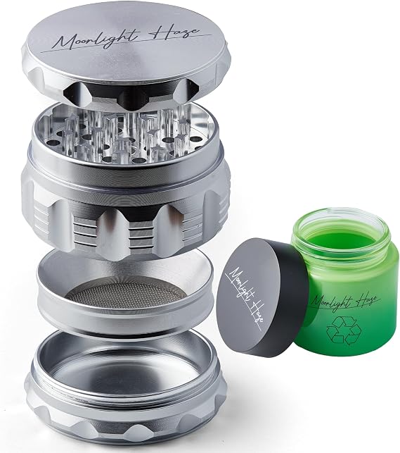 Moonlight Haze Premium 63mm Aluminium 4 Piece Metal Grinder & Jar