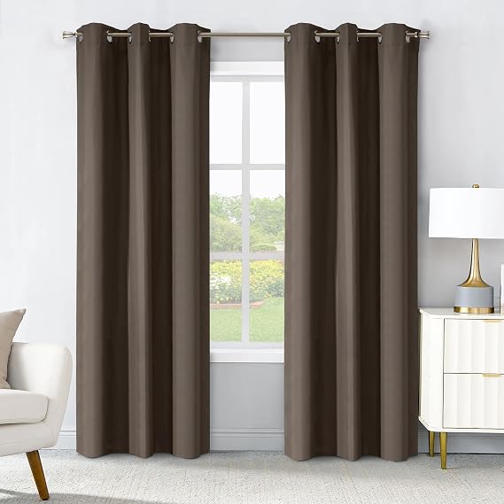 Room Darkening Grommet Indoor Curtain Panel 40 x 84 in Brown