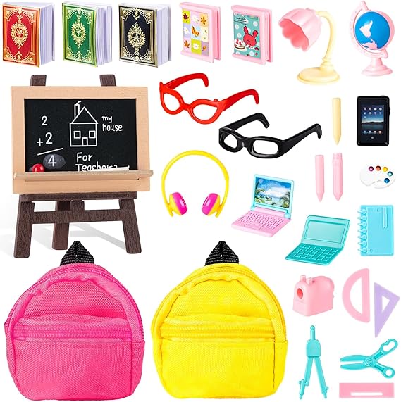 30Pcs Mini School Supplies, Doll School Supplies Accessories Set