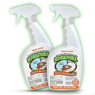 Bed Bug Patrol Natural Killer 24oz Bottle 2 Pack Child & Pet Safe, Non-Toxic Formula for Home, Office, Vehicles, Mattresses, Couches, Baseboards & More Eco-Friendly Bed Insect Treatment