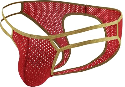 QiaTi Mens Jockstrap Underwear Sexy Mens Thong G-String Mesh Breathable Athletic Supporter for Men