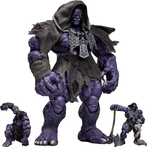 Ghost Axe 1/12 240mm Chi the Purple Ogre Action Figure, Great Desolation Series Four Evils, Highly Articulated Massive Demon Warrior with Hooded Cloak, Axe, and Skull Necklace, Collectible Figure