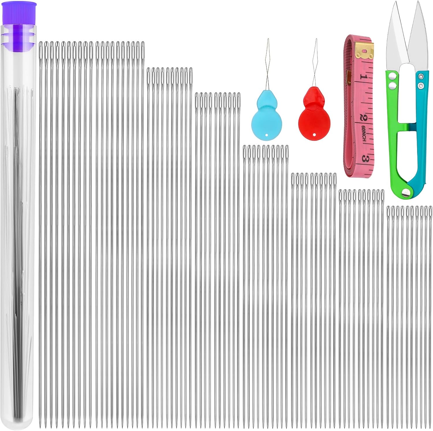 UOOU 85 Pcs Beading Needles Set,8 Sizes Long Straight Beading Thread Needles,Seed Bead Needles Embroidery Needles,Needle for Beads for Jewelry Making