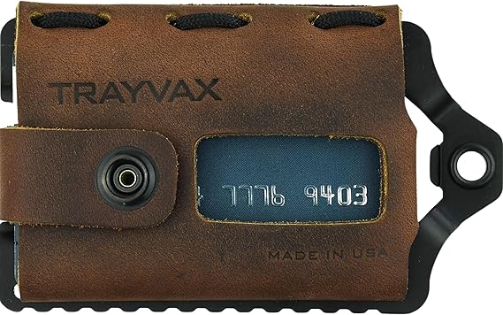 Trayvax Element Wallet, RFID Front Pocket Credit Card Holder with Money Clip, Minimalist Slim Leather Metal Wallet for Men and Women