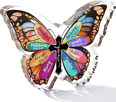 Pawzity Christian Gifts for Women - Birthday Easter Christmas Gifts for Women - Inspirational, Religious, Spiritual, Catholic, Butterfly Gift for Friend, Her, Mom, Sister, Coworker - Acrylic Plaque