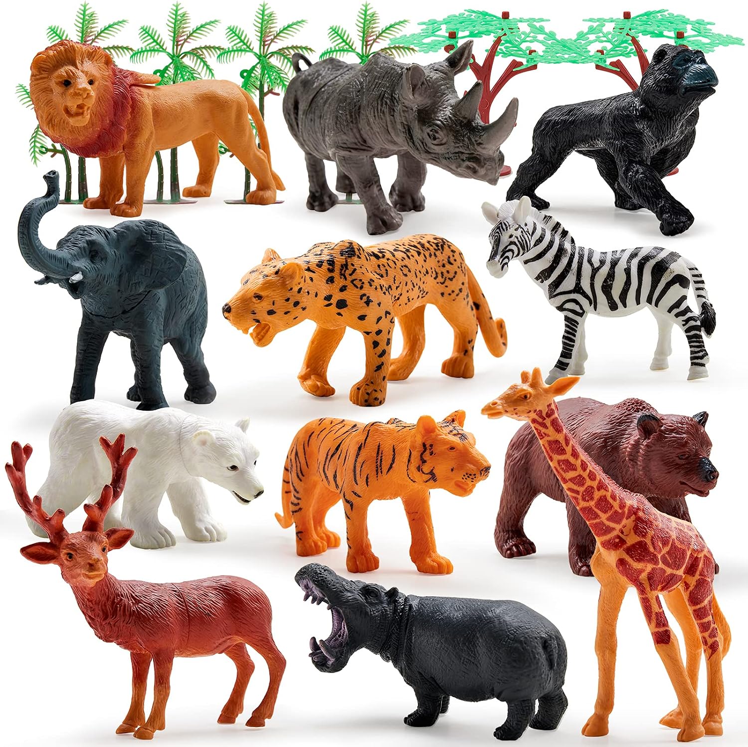 HERSITY Large Animal Figurines Toys Realistic Wildlife Jungle Animals Set, Party Favors Zoo Animals Playset Preschool Educational Toy for Kids Toddlers