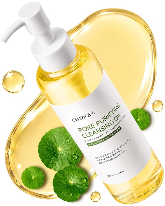 Korean Cleansing Oil Makeup Remover w/ LHA Centella Tea Tree Heartleaf Murwort & Green Tea | Lightweight Deep Pore Cleaner for Blackheads Sebum Waterproof Sunscreen & Sensitive Acne-Prone Skin 6.7 Oz