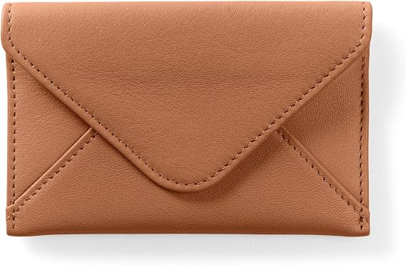 Leatherology Envelope Business Card Case with Snap Closure - Cognac | Full Grain Leather