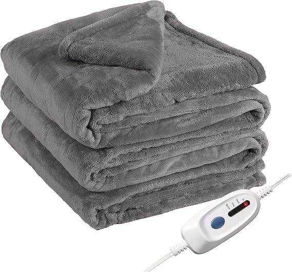 Electric Heated Blanket Full Size 72"84" with 9 Heating Levels & 1-10Hs Auto Off, Single Control Large Heating Heater Blankets, Cozy for Bed & Sofa, Energy Efficient, Gifts for Family, Light Gray
