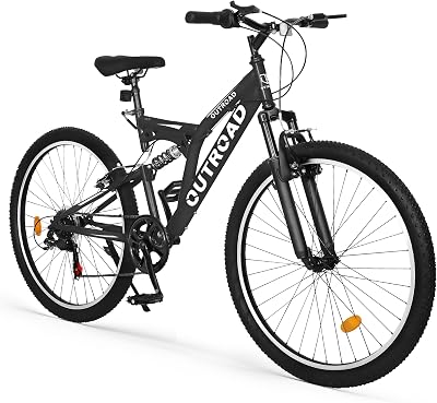 Betterdland Mountain Bike, 26 inch Outdoor Bikes,7-Speed &High-Carbon Steel Cycing Bicycles, Dual Suspension Fork for Men Women Adult, MTB Bicycle with Adjustable Ergonomic Seat Black