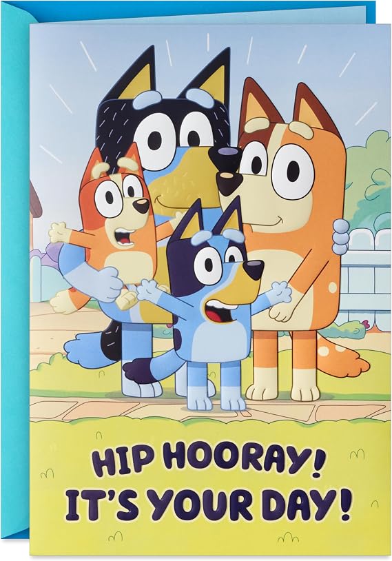 Hallmark Bluey Birthday Card for Kids (Musical with Light, Hip Hooray)