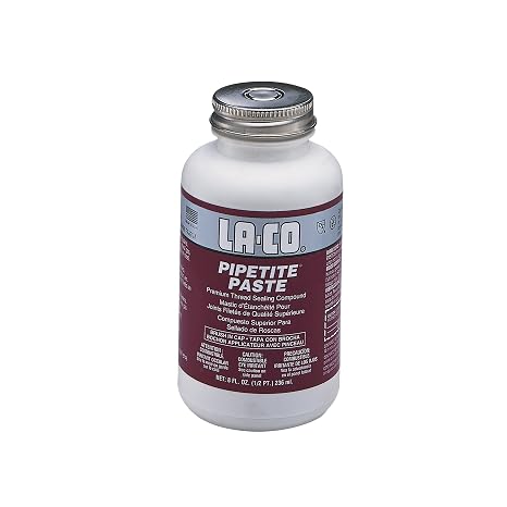 LA-CO PIPETITE Paste Soft Set Thread Compound, 1/2 pt Jar with Brush in Cap (12110)