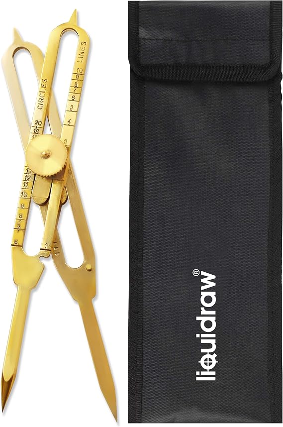 Liquidraw Proportional Divider 6" Solid Brass | Professional Scale Drawing Tool for Artists & Architects | Metal Proportion Divider for Enlarging, Reducing & Accurate Measuring