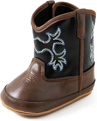 Jastore Infant Baby Boys Girls Booties Newborn Cowboy Boots Toddler Non-Slip Lace Up First Walking Shoes