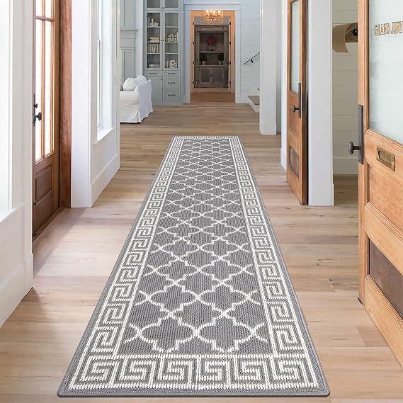 SHACOS Hallway Runner Non Slip Long 60x240 cm, Washable Hall Runners Grey | Narrow Carpet Runners Modern, Rubber Backed, Low Profile, Rug Runners for Kitchen, Hallways, Entrance, Laundry