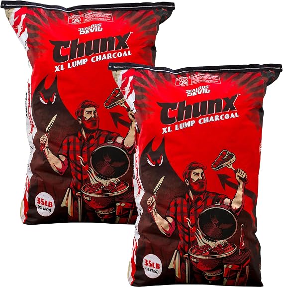 Jealous Devil 2 Pack Chunx XL Lump Charcoal, 100% All Natural BBQ Hardwood