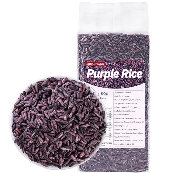 Purple Rice 17.63oz Brown Purple Glutinous Rice Whole Grain Coarse Cereals | Food New Rice,Soft Subtly Sweet,Gluten-Free,Rich In Anthocyanins,Easy To Cook,For Rice Pilaf, Salad,Delicious Ingredients