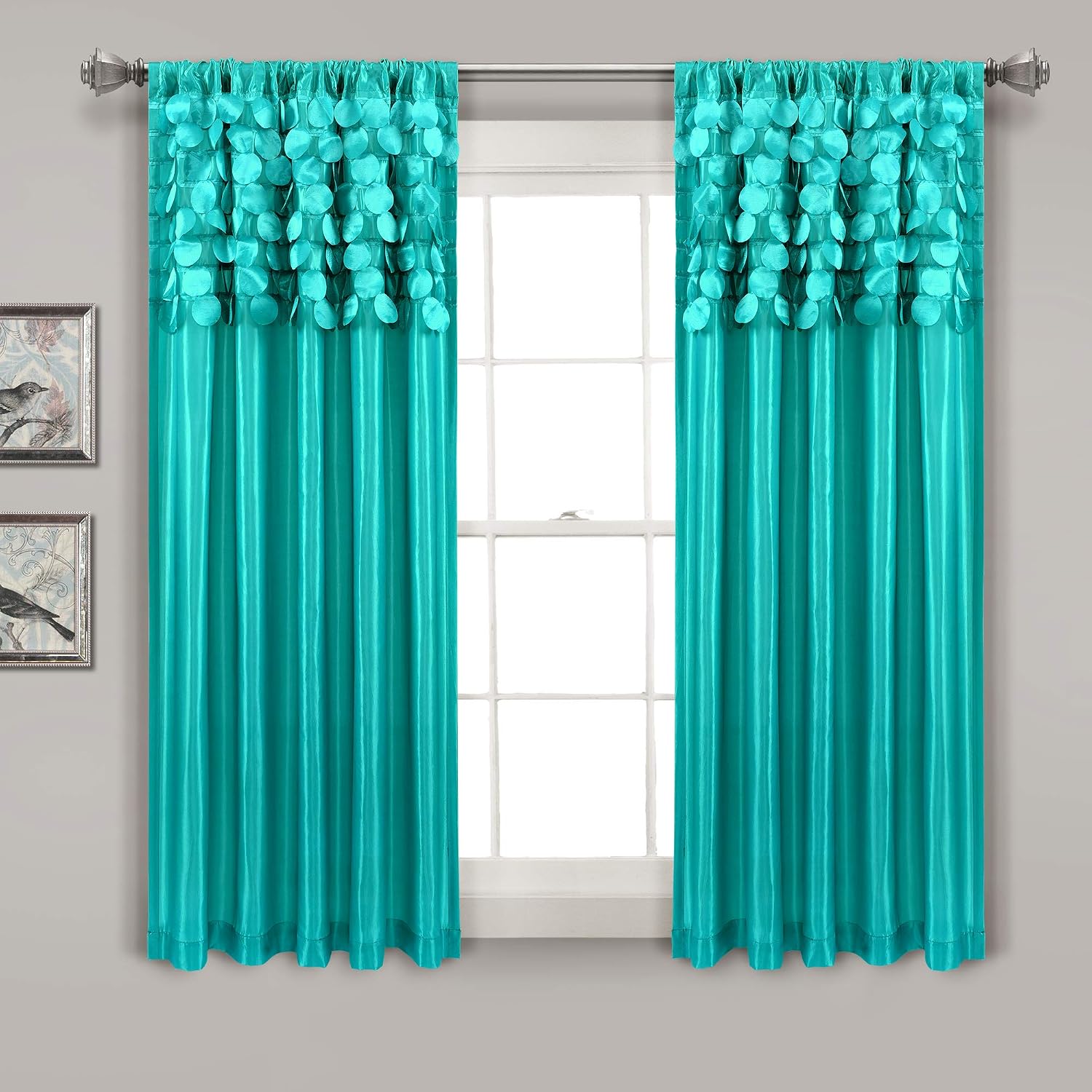 Lush Decor, 160cm x 137cm Turquoise Apartment Dream Window Curtains Panel Set Living, Dining Room, Bedroom Double