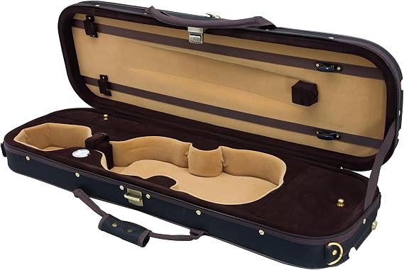 Sky VNCQF24-4/4 Violin Oblong Case Lightweight with Hygrometer, Black/Brown Khaki Color