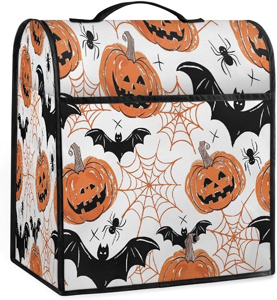 Mixer Cover Halloween Bats Spider Bats Kitchen Stand Mixer Cover 5-8 Quart with Pockets Coffee Maker Blender Dust Cover Appliance Covers