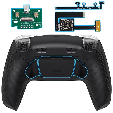 eXtremeRate RISE Plus MAX Back Paddles Kit with Clicky Trigger Stops & Rubberized Grip for PS5 Controller BDM-010 020, Remappable Back Buttons Kit for PS5 Controller - Black - NO Controller