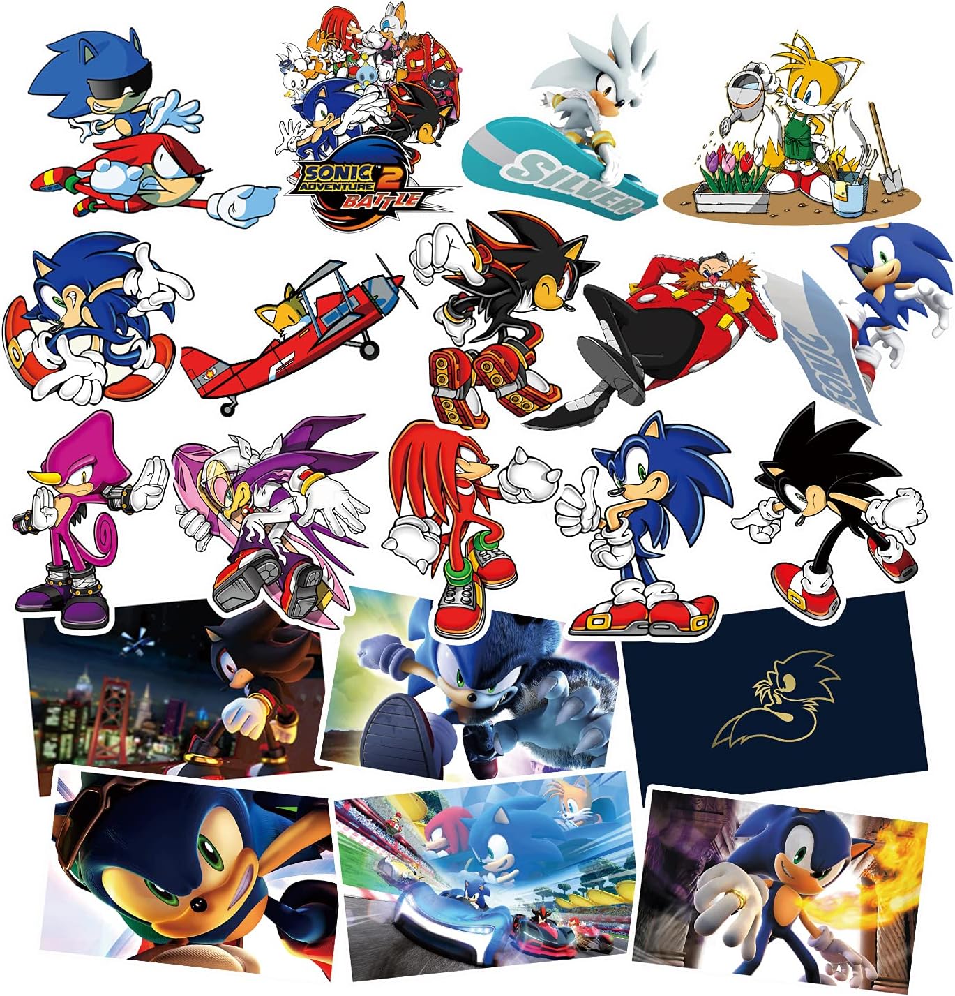 GTOTd Stickers for Sonic The Hedgehog Large Pack B# 20-PcsGifts Sonic Video Games Party Supplies Merch Toys Colorful Stickers for Car Laptop Luggage Graffiti Patches Teens