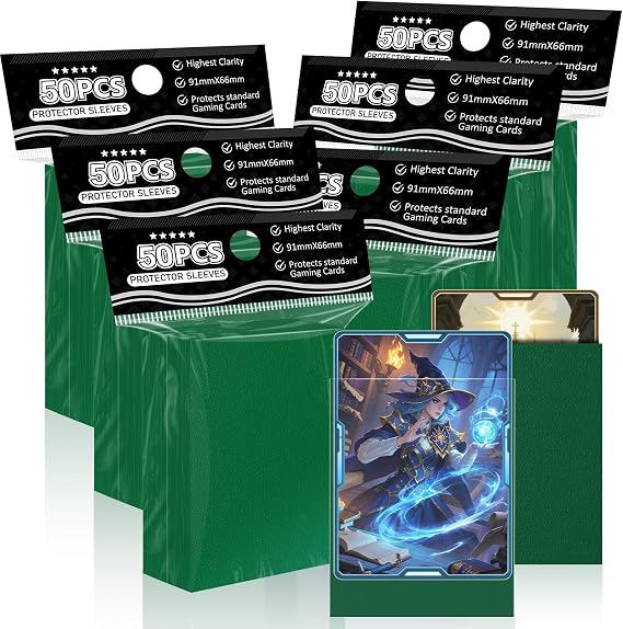 Tioplior Trading Card Sleeves Perfect Fit TCG Matte Sleeves, Soft Sports Card Protector for Photocard Easy to Shuffle and Stack While Playing Card Game, Standard TCG Card Sleeves (Green, 300ct)