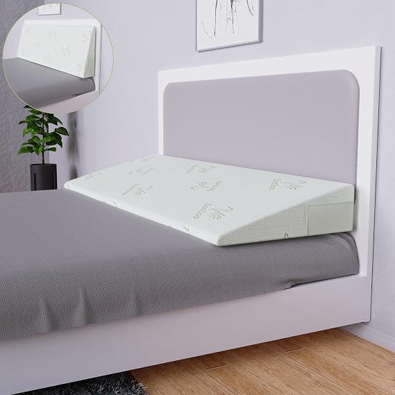 Mattress Wedge for Acid Reflux Relief,Bed Wedge Pillow for Sleeping,Inclined Mattress Elevator for GERD,Heartburn,Snoring & Post Surgery Recovery (White-7.5" Height, King)