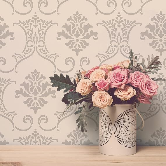STENCILIT Baroque Wall Stencil for Painting - 2 Pack of 16.5 x 21.5 in Stencil, Victorian Wall Stencils for Painting Large Pattern, Damask Large Wall Stencils