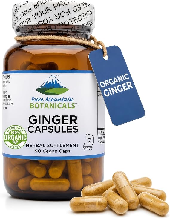 Pure Mountain Botanicals Ginger Capsules - 1000mg Organic Ginger Root