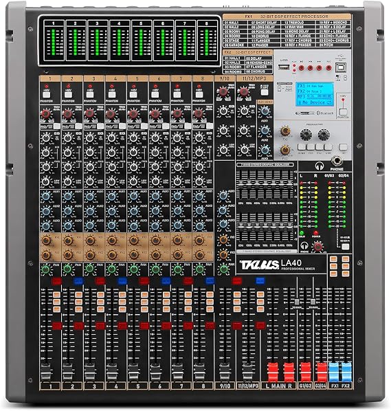 12-Channel Audio Mixer with USB, Dual DSP, 48V Phantom Power