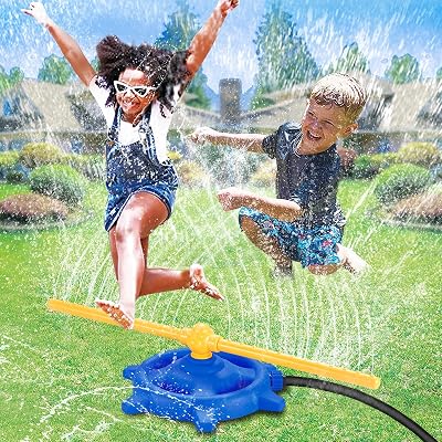 Water Sprinkler for Kids with Rotating Spray Nozzles Attaches to Garden Hose Fun Summer Outside Toys for Toddlers 1-3-5  Lawn Backyard Games for Kids 4-8-12 Family Outdoor Play Equipment Easter Gift