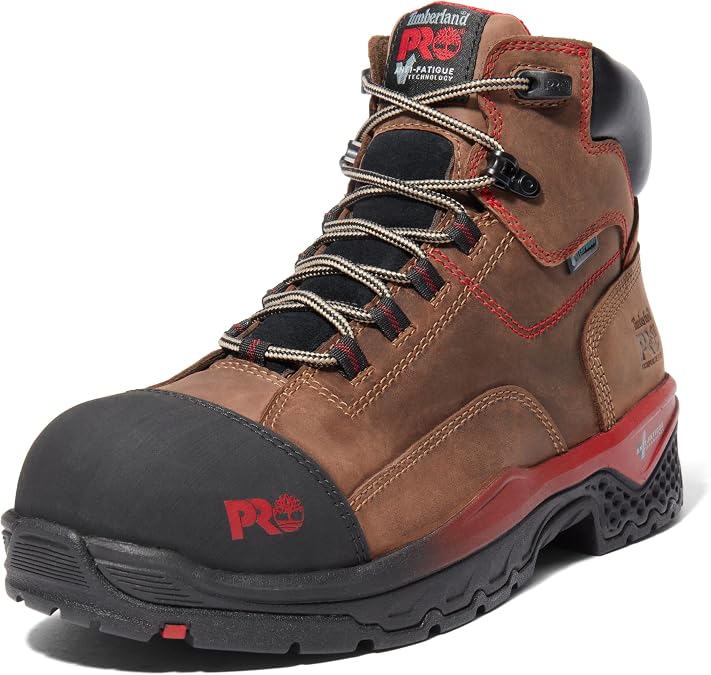 Timberland PRO Men's Bosshog 6 Inch Composite Safety Toe Puncture Resistant Waterproof Industrial Work Boot, Brown/Red-2024 NEW, 9 W US