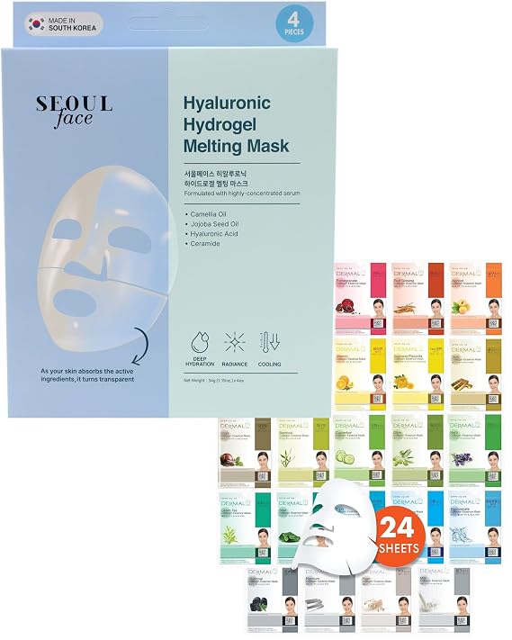 DERMAL 24 Combo Pack A + Hyaluronic Hydrogel Melting Jelly Gel Mask 4ea Bundle