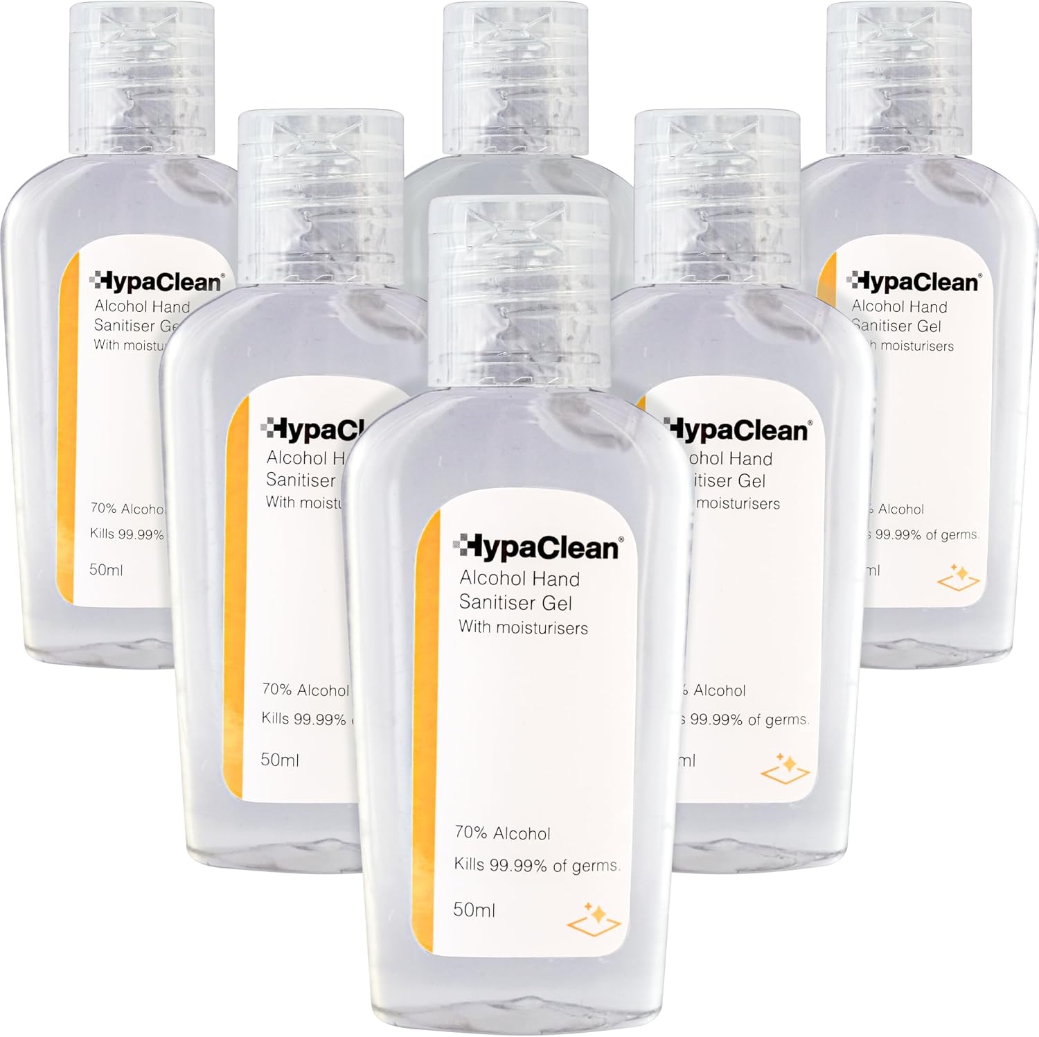 Safety First Aid Group HypaClean Antibacterial Alcohol Hand Gel 50ml Travel Size, Pack 6