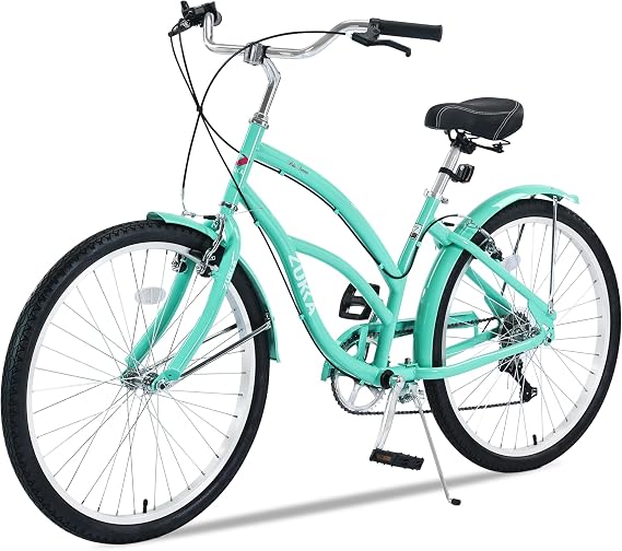 26 Inch Beach Cruiser Bike Men 7-Speed Complete Cruiser Bike for Adult Men and Women,City Commuter Bicycle with Front & Rear Fenders,High-Carbon Steel,Multiple Colors