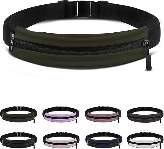 Fitgriff Running Belt V2 for Men & Women - Slim Fanny Pack, Phone Holder for Jogging, (Fits All Cell Phones) - Money Belt, Runners Waist Pouch (Army Green, One Size (Waist 24.4 43.3 inches))